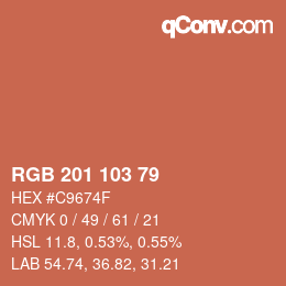 カラーコード: RGB 201 103 79 | qconv.com
