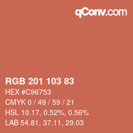 Color code: RGB 201 103 83 | qconv.com