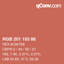 Color code: RGB 201 103 88 | qconv.com
