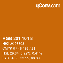 颜色代码: RGB 201 104 8 | qconv.com