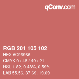 カラーコード: RGB 201 105 102 | qconv.com