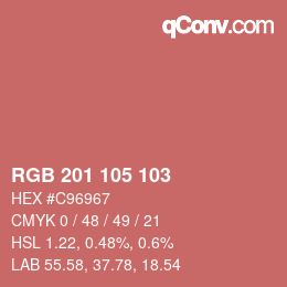カラーコード: RGB 201 105 103 | qconv.com