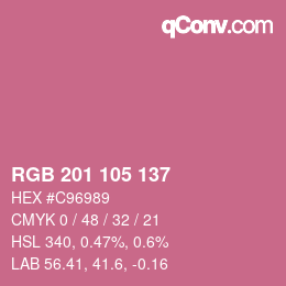 カラーコード: RGB 201 105 137 | qconv.com