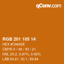 Color code: RGB 201 105 14 | qconv.com