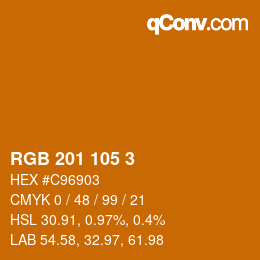 颜色代码: RGB 201 105 3 | qconv.com