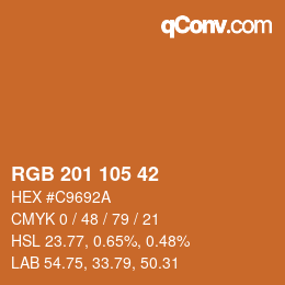 カラーコード: RGB 201 105 42 | qconv.com