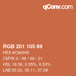 Color code: RGB 201 105 69 | qconv.com