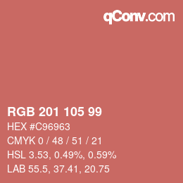 Color code: RGB 201 105 99 | qconv.com