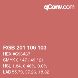 Color code: RGB 201 106 103 | qconv.com