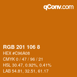 颜色代码: RGB 201 106 8 | qconv.com
