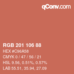 Color code: RGB 201 106 88 | qconv.com