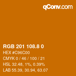 カラーコード: RGB 201 108.8 0 | qconv.com