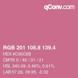 カラーコード: RGB 201 108.8 139.4 | qconv.com