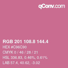 カラーコード: RGB 201 108.8 144.4 | qconv.com