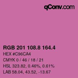 カラーコード: RGB 201 108.8 164.4 | qconv.com