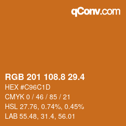 カラーコード: RGB 201 108.8 29.4 | qconv.com