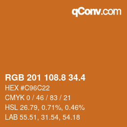 カラーコード: RGB 201 108.8 34.4 | qconv.com