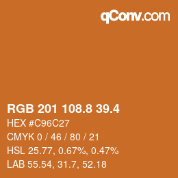 カラーコード: RGB 201 108.8 39.4 | qconv.com