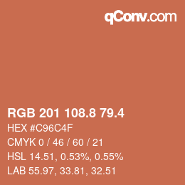 カラーコード: RGB 201 108.8 79.4 | qconv.com