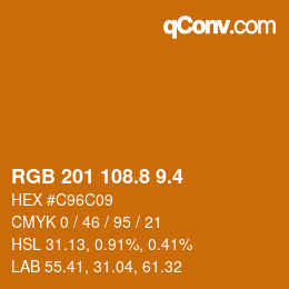 カラーコード: RGB 201 108.8 9.4 | qconv.com
