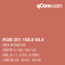 カラーコード: RGB 201 108.8 94.4 | qconv.com