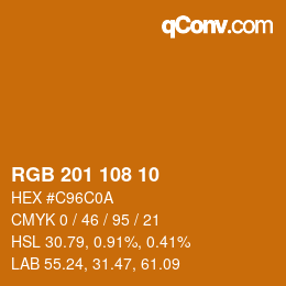 Código de color: RGB 201 108 10 | qconv.com