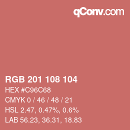 Color code: RGB 201 108 104 | qconv.com