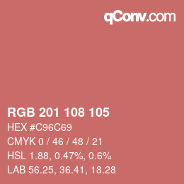 カラーコード: RGB 201 108 105 | qconv.com