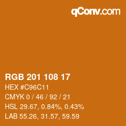 Color code: RGB 201 108 17 | qconv.com