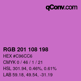 カラーコード: RGB 201 108 198 | qconv.com