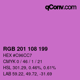 カラーコード: RGB 201 108 199 | qconv.com