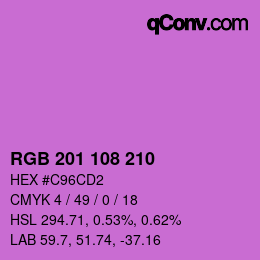 Color code: RGB 201 108 210 | qconv.com