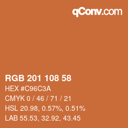 カラーコード: RGB 201 108 58 | qconv.com
