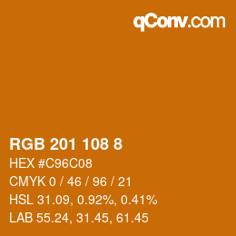 颜色代码: RGB 201 108 8 | qconv.com