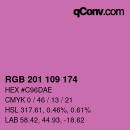 Color code: RGB 201 109 174 | qconv.com