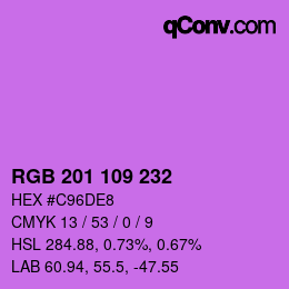 Color code: RGB 201 109 232 | qconv.com
