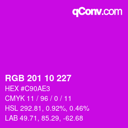 Color code: RGB 201 10 227 | qconv.com