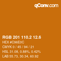カラーコード: RGB 201 110.2 12.6 | qconv.com