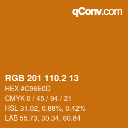 カラーコード: RGB 201 110.2 13 | qconv.com