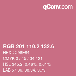 カラーコード: RGB 201 110.2 132.6 | qconv.com