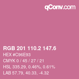 カラーコード: RGB 201 110.2 147.6 | qconv.com