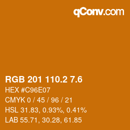 カラーコード: RGB 201 110.2 7.6 | qconv.com