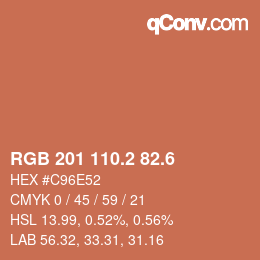 カラーコード: RGB 201 110.2 82.6 | qconv.com