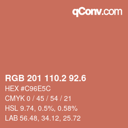 カラーコード: RGB 201 110.2 92.6 | qconv.com