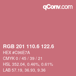 カラーコード: RGB 201 110.6 122.6 | qconv.com