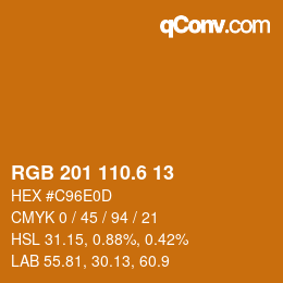 カラーコード: RGB 201 110.6 13 | qconv.com