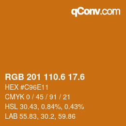カラーコード: RGB 201 110.6 17.6 | qconv.com