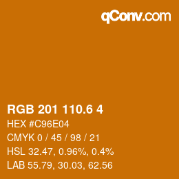 カラーコード: RGB 201 110.6 4 | qconv.com