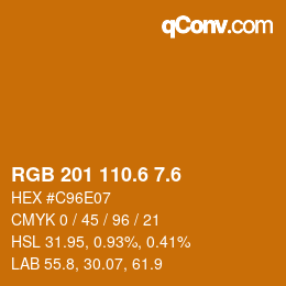 カラーコード: RGB 201 110.6 7.6 | qconv.com