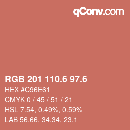 カラーコード: RGB 201 110.6 97.6 | qconv.com
